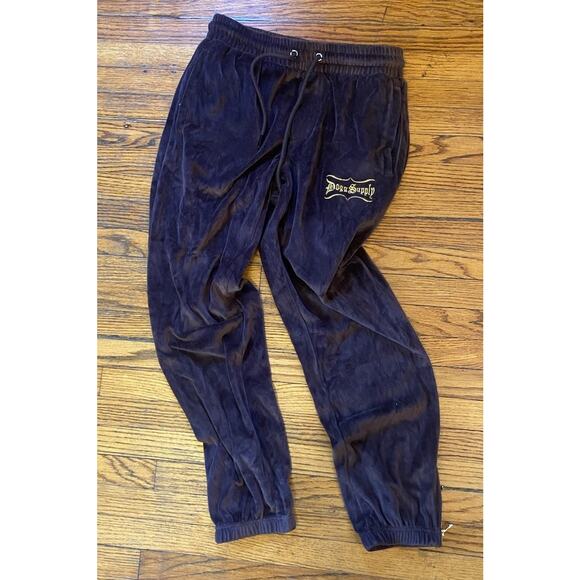 Dogg Supply By Snoop Dog Jumpsuit Velour Track Pants Women’s Small Brown Pockets - Picture 1 of 11